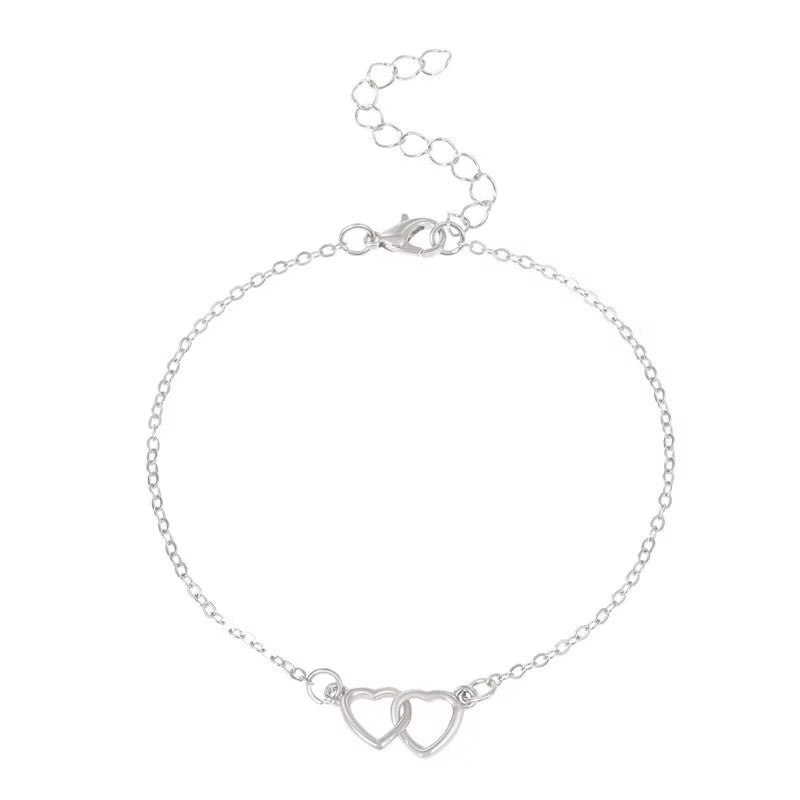 2PCS Retro Pearl Heart Infinity Ankle Anklet Bracelet Set Bohemia Foot Beach Anklets Women Fashion Barefoot Chain Jewelry