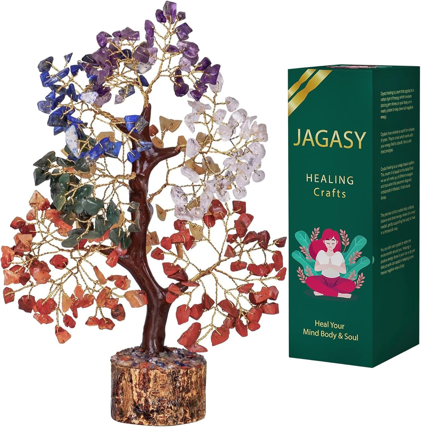 Crystals - Crystals and Healing Stones - Chakra Tree of Life - Crystal Tree for Positive Energy - Meditation Accessories - Feng Shui Decor - Crystal Gifts - Chakra Decor - Meditation Gifts