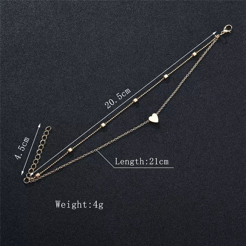 2PCS Retro Pearl Heart Infinity Ankle Anklet Bracelet Set Bohemia Foot Beach Anklets Women Fashion Barefoot Chain Jewelry