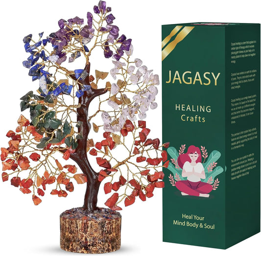 Crystals - Crystals and Healing Stones - Chakra Tree of Life - Crystal Tree for Positive Energy - Meditation Accessories - Feng Shui Decor - Crystal Gifts - Chakra Decor - Meditation Gifts