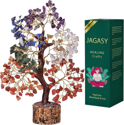 Crystals - Crystals and Healing Stones - Chakra Tree of Life - Crystal Tree for Positive Energy - Meditation Accessories - Feng Shui Decor - Crystal Gifts - Chakra Decor - Meditation Gifts