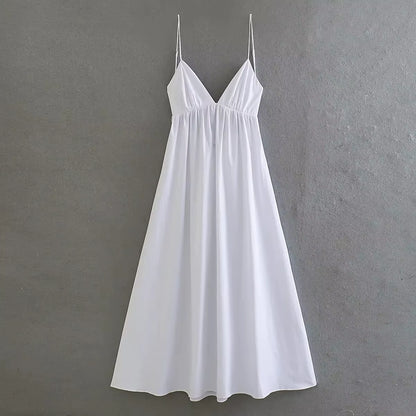 White Women Sundress Backless Sexy Casual Beach Vestidos Maxi Long A-Line Fashion Holiday New Dress